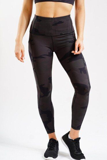 Alexo Women's 7/8 Concealed Carry Leggings in Dark Night Camo.